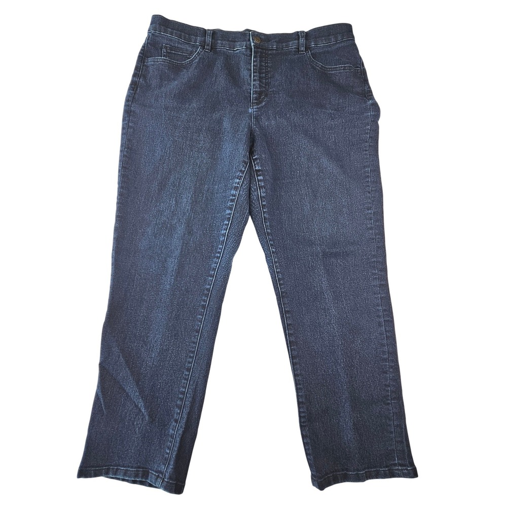 90s Lauren Ralph Lauren LRL Dark Wash Straight Crop Jeans Womens 14W Blue Denim